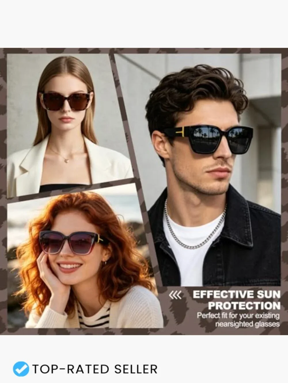 3 Pack Polarized Fit Over Sunglasses Unisex UV400 Protection Oversized Square
